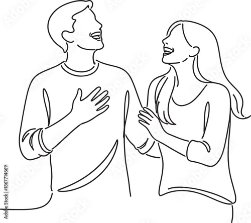 man and woman laughing and touching each other