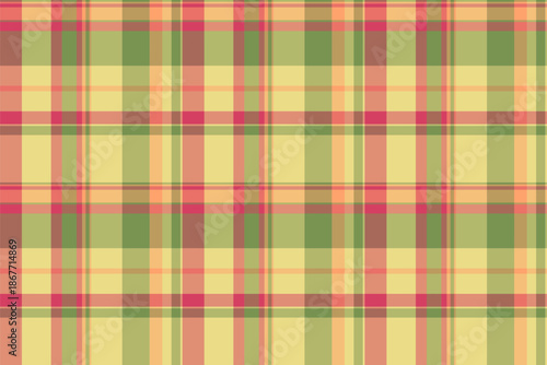 Latin plaid check textile, idyllic texture vector seamless. Cowboy pattern fabric background tartan in red and lime colors.
