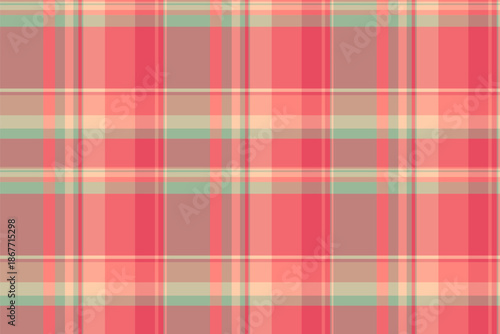 Isolation fabric vector check, 30s plaid textile tartan. Newborn texture pattern background seamless in red and pastel colors.