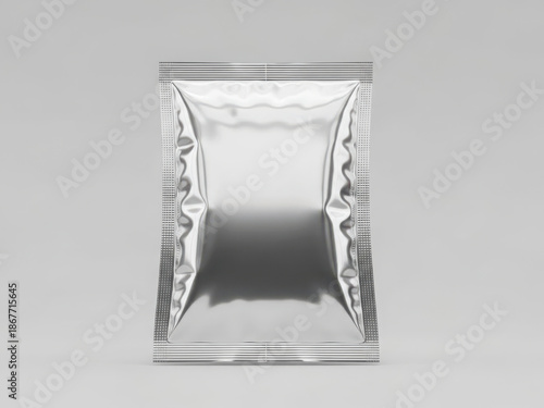 Empty shiny foil pouch