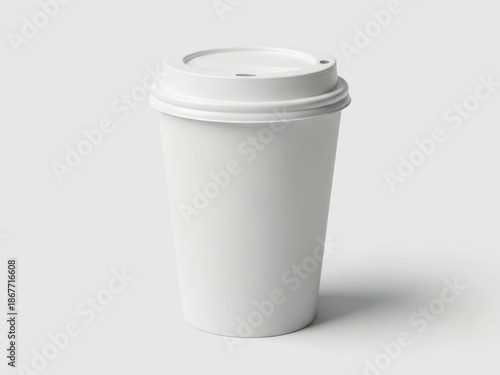 Empty white disposable coffee cup
