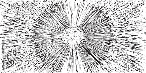 Circular starburst explosion texture. Distressed uneven grunge background. Abstract vector illustration. Overlay to create interesting effect and depth. Isolated on white background.