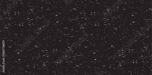 Monochrome texture composed of irregular graphic elements. Distressed uneven grunge background. Abstract vector illustration. Overlay for interesting effect and depth. Isolated on white background.