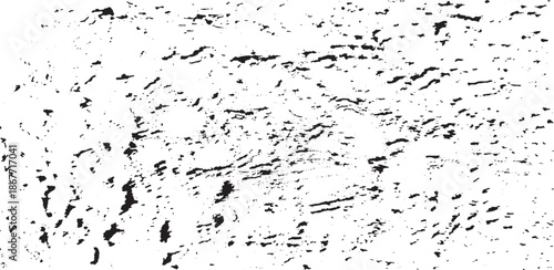 Monochrome texture composed of irregular graphic elements. Distressed uneven grunge background. Abstract vector illustration. Overlay for interesting effect and depth. Isolated on white background.