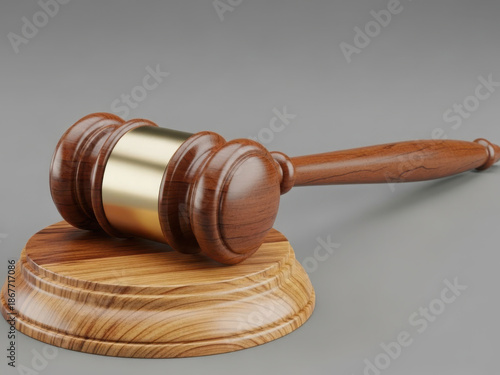 Wooden gavel on stand