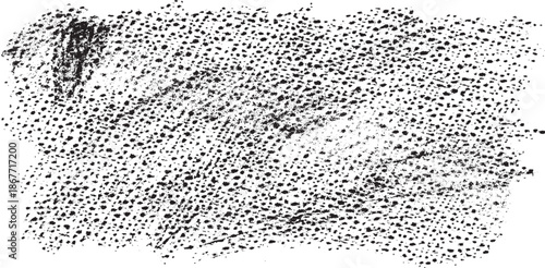 Monochrome texture composed of irregular graphic elements. Distressed uneven grunge background. Abstract vector illustration. Overlay for interesting effect and depth. Isolated on white background.