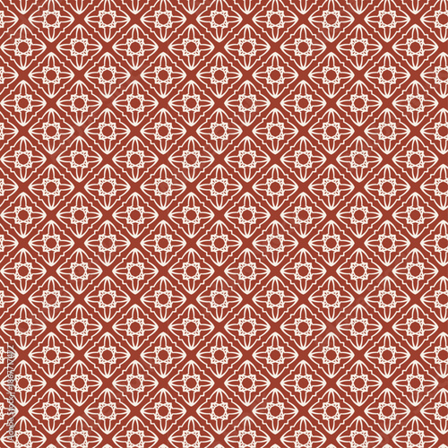 Seamless Geometric Tile Pattern - Terracota and Cream - Bold Line - Large Scale.