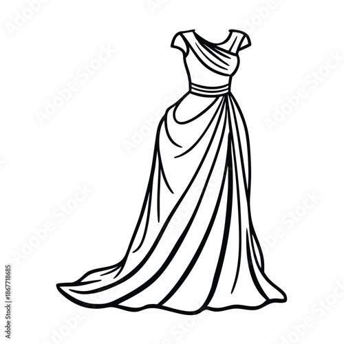 draped gown
