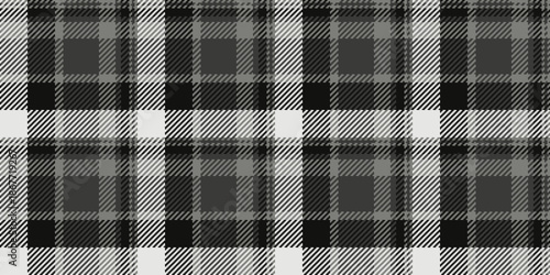 Clothing check vector textile, cross plaid pattern fabric. Mens shirt tartan texture background seamless in grey and black colors.