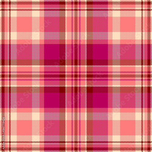 Selection textile fabric plaid, retro vector tartan check. Sexy texture pattern background seamless in red and bisque colors.