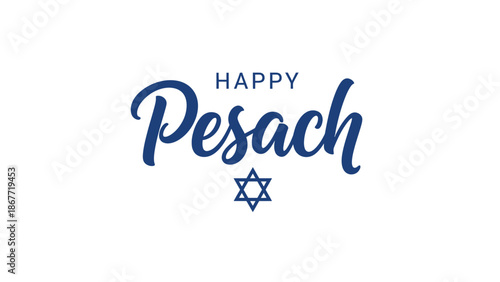 Happy Pesach Jewish Holiday Greeting with Star of David.