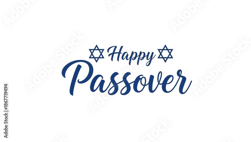 Happy Passover holiday greeting with Star of David symbols.