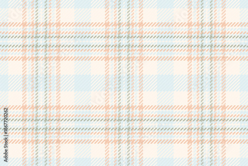 Greeting tartan texture seamless, everyday plaid pattern textile. New fabric vector background check in sea shell and pastel snow colors.