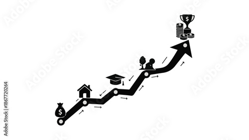 Business growth and success concept with career path and goals, professional development and achievement, corporate ladder and success