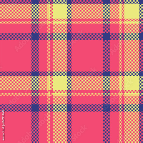 Product pattern textile fabric, primary vector seamless check. Styled plaid tartan texture background in red and yellow colors.