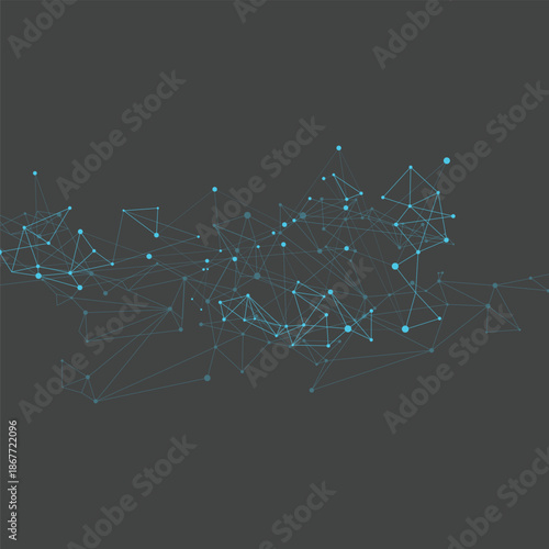 Tech Universe Glowing Nodes in Virtual Space. Vector Abstract Background