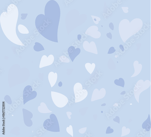 Whimsical pastel hearts on soft blue background