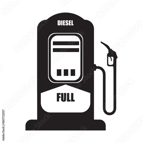 Black and white diesel fuel pump icon