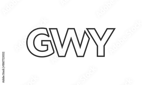 GWY logo design template with strong and modern bold text. Initial based vector logotype featuring simple and minimal typography. Trendy company identity.