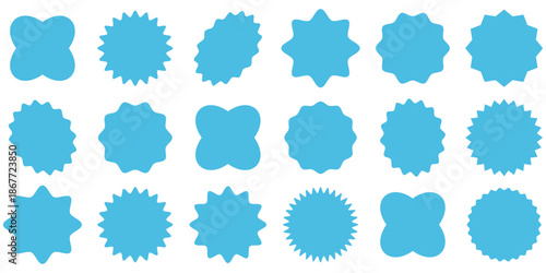 NEW Sticker Set Zigzag Discount Price Drop Special Price Campaign Fair Decoration Adornment Seal Stamp. Set of new arrival shop product tag icon. New labels or sale badges and banners vector sticker