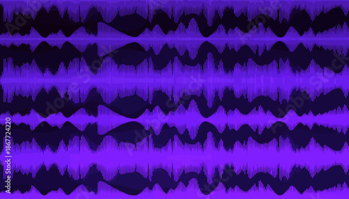 Vibrant purple sound wave pattern with dynamic dark waves
