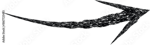 A black arrow marker is isolated on a transparent background, The arrow sign is drawn by hand with a marker, Marked arrow isolated on the background. Hand drawn checkbox checklist tick