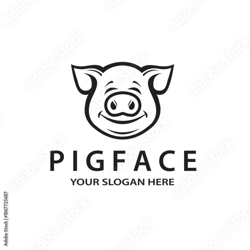 illustration of pig face isolated on white background