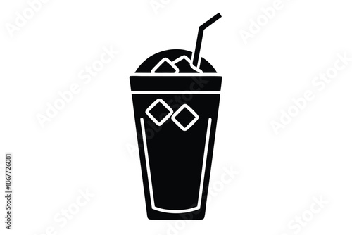 iced latte vector icon silhouette