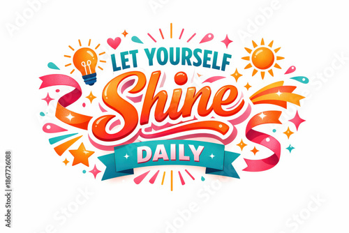 Radiant Shine Celebration. Modern flat holiday banner design, vibrant promotional banner celebrating consistent glow and positive