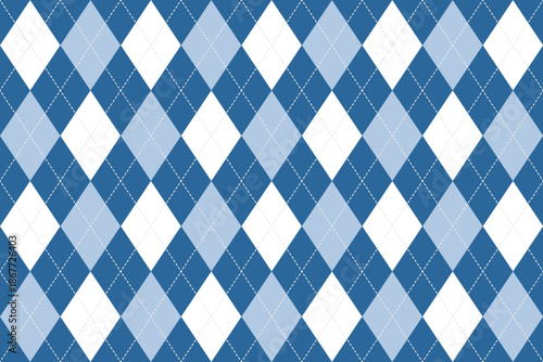 Argyle pattern seamless background in denim and light blue for casual fashion fabrics