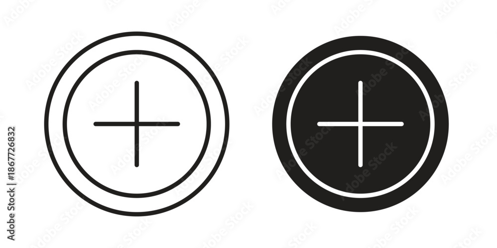 Fototapeta premium Add icons on white background. EPS 10. Editable linear style stroke. Vector icon