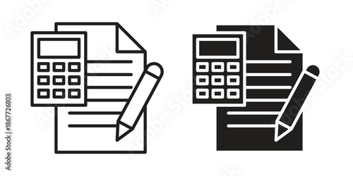 Accounting icons on white background. EPS 10. Editable linear style stroke. Vector icon