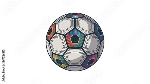A colorful soccer ball design.