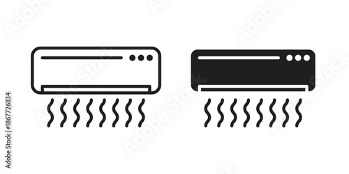 Air conditioner icons on white background. EPS 10. Editable linear style stroke. Vector icon