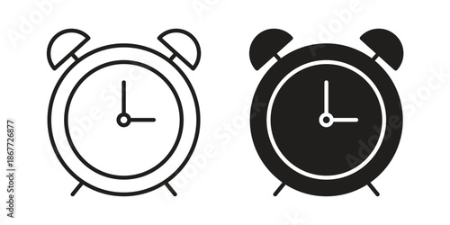 Alarm clock icons on white background. EPS 10. Editable linear style stroke. Vector icon