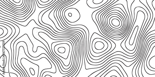 Minimal Topographic Line Map Design Featuring Elevation Contours on White Background with Paper Texture Effect