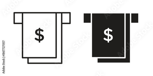 atm cash icons on white background. EPS 10. Editable linear style stroke. Vector icon