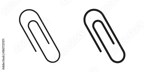 Attachment clip icons on white background. EPS 10. Editable linear style stroke. Vector icon
