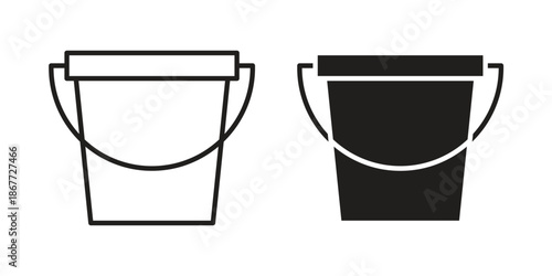 Bucket icons on white background. EPS 10. Editable linear style stroke. Vector icon