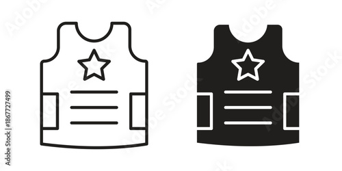 Bulletproof vest icons on white background. EPS 10. Editable linear style stroke. Vector icon