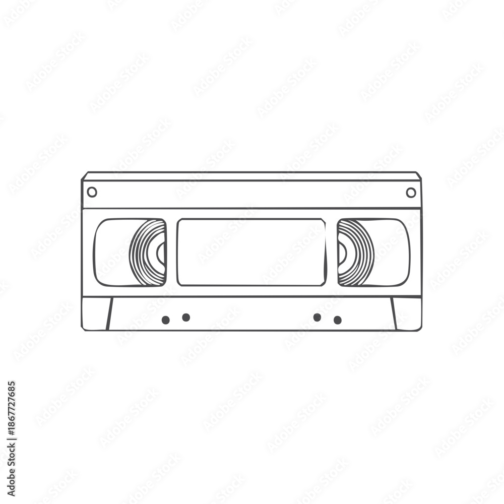 Fototapeta premium Hand-Drawn VHS Cassette Illustration: Retro Entertainment and Nostalgic Media