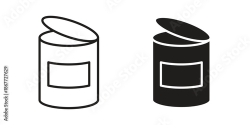 Canned food icons on white background. EPS 10. Editable linear style stroke. Vector icon