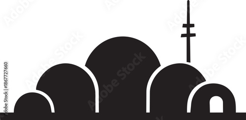 Abstract mosque silhouette vector with domes and minaret architectural illustration