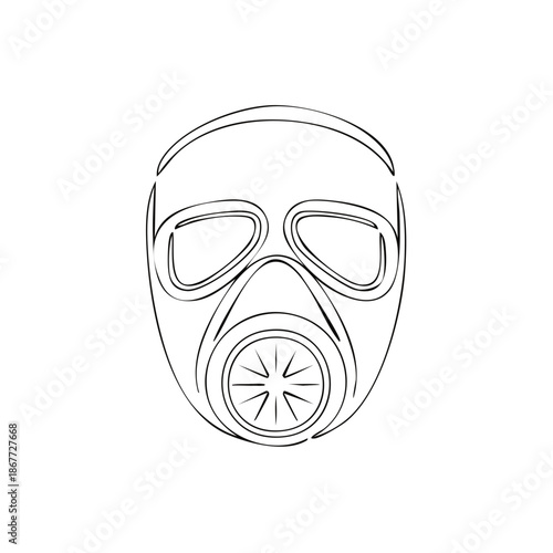 Contour Drawing of a Gas Mask for Protection Against Dangerous Substances