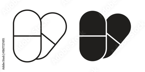 Capsule icons on white background. EPS 10. Editable linear style stroke. Vector icon