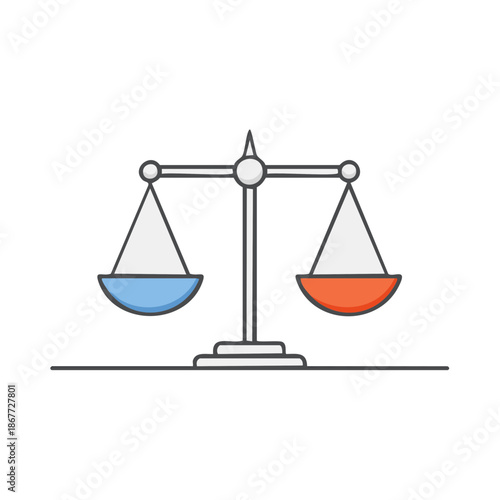 Scales of Justice Symbolizing Balance and Fairness with Blue and Orange Bowls