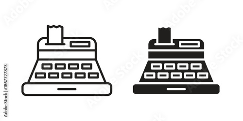 Cash register icons on white background. EPS 10. Editable linear style stroke. Vector icon