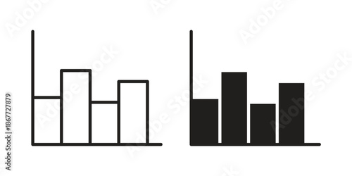 Chart histogram icons on white background. EPS 10. Editable linear style stroke. Vector icon