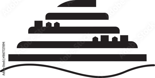 Cruise ship resort vector silhouette icon graphic design element on a transparent background luxury tourism