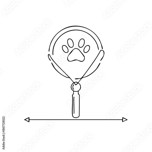 Magnifying Glass Examining Paw Print Search Icon Line Art Investigation Discovery